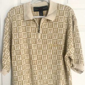 Vintage Phat Farm New York Beige/Brown Polo Shirt- Size Large